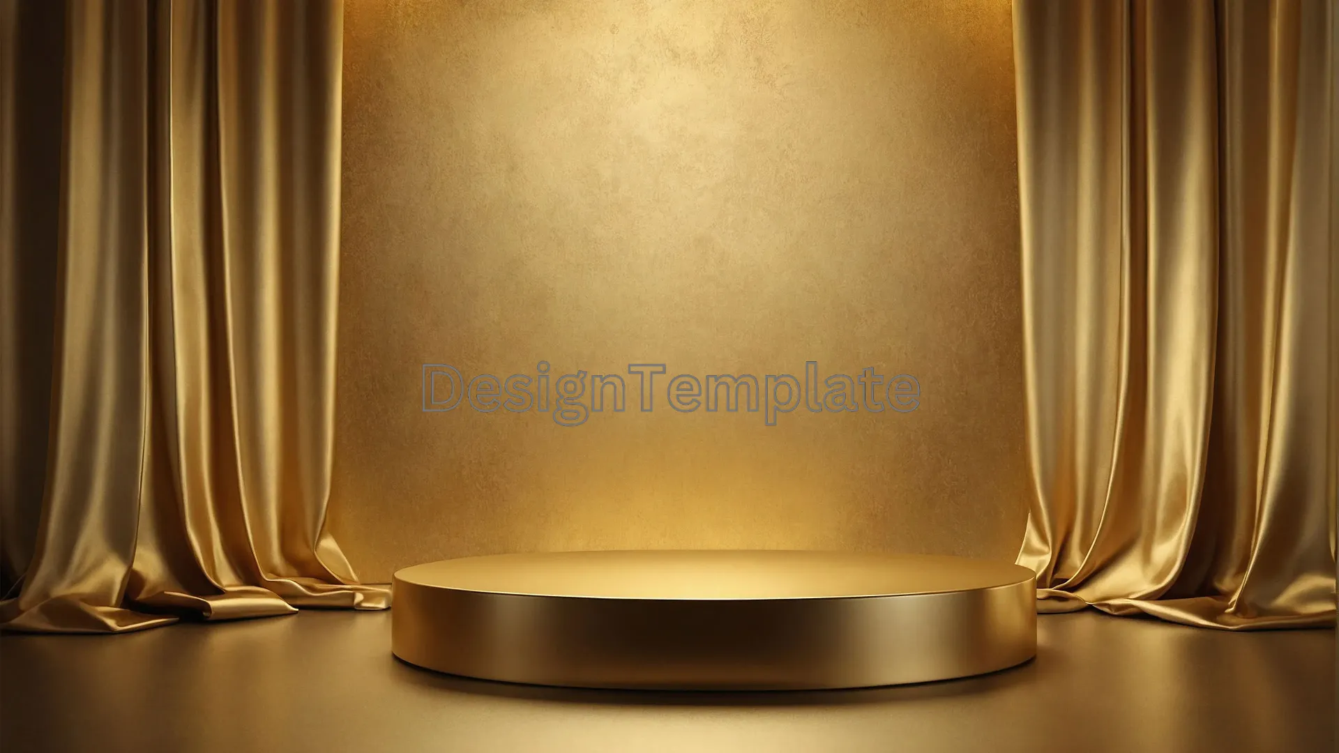 Luxurious Golden Podium with Elegant Curtains Image